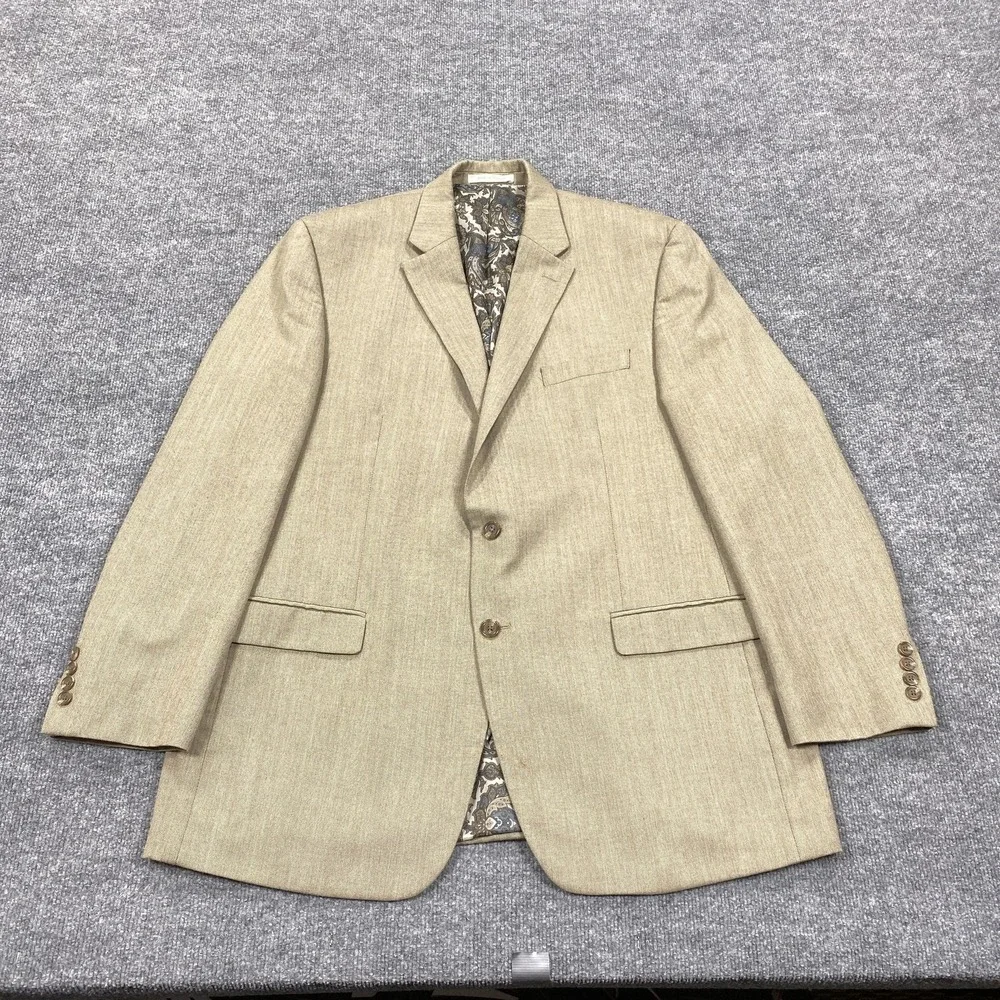 Chaps Blazer Mens 46 Long Beige‎ Poly Rayon Sport Coat Classic Dress Jacket